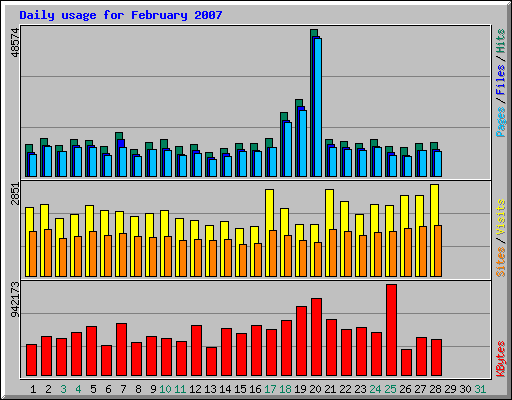 Daily usage for February 2007