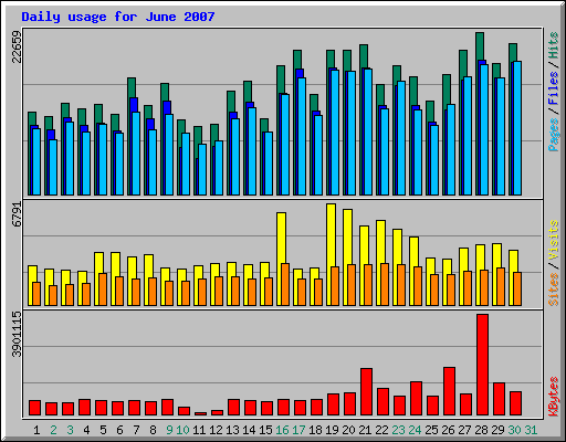 Daily usage for June 2007