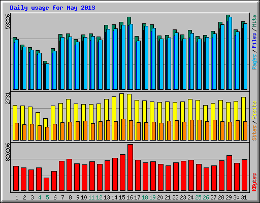 Daily usage for May 2013