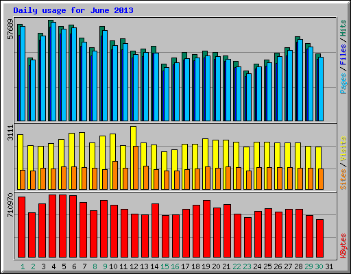 Daily usage for June 2013