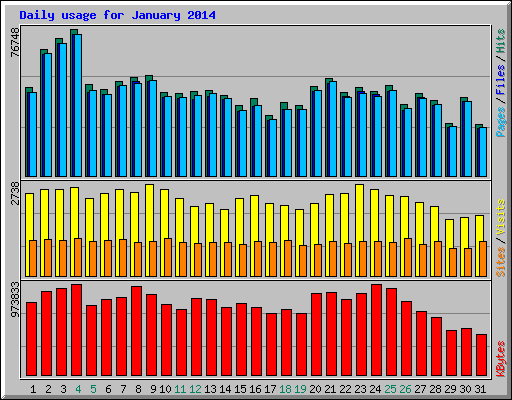 Daily usage for January 2014