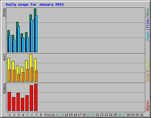 Daily usage for January 2019