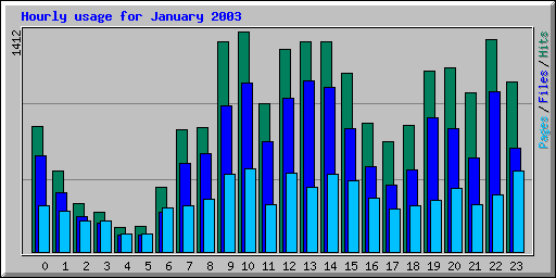 Hourly usage for January 2003