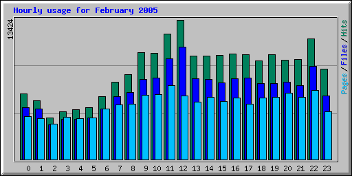 Hourly usage for February 2005