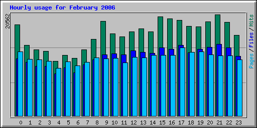 Hourly usage for February 2006