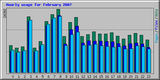 Hourly usage for February 2007