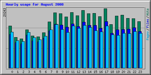 Hourly usage for August 2008