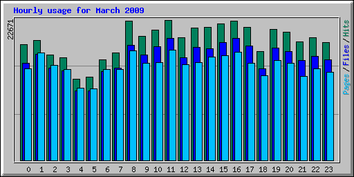 Hourly usage for March 2009