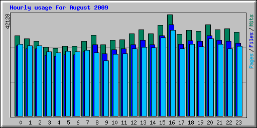 Hourly usage for August 2009