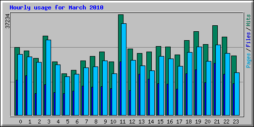 Hourly usage for March 2010