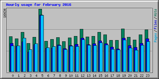 Hourly usage for February 2016