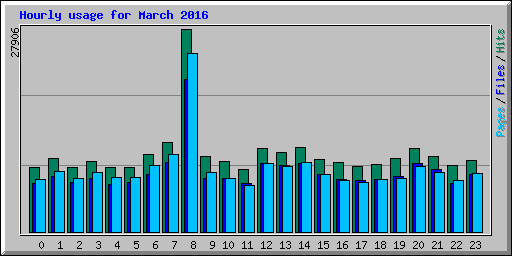 Hourly usage for March 2016